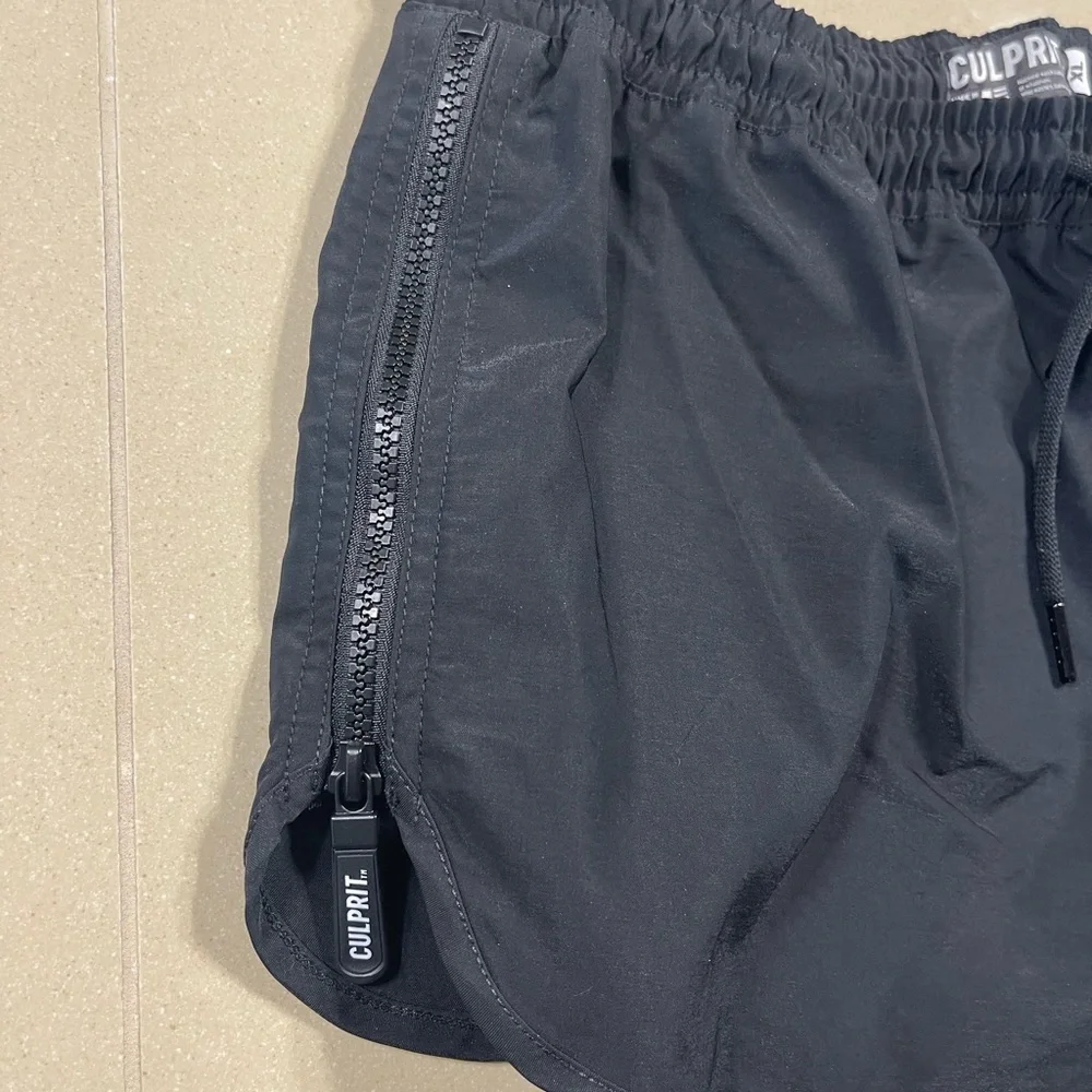 Black Quick-Dry Swim or Surf Shorts with Elastic Waistband - Picture 3 of 5